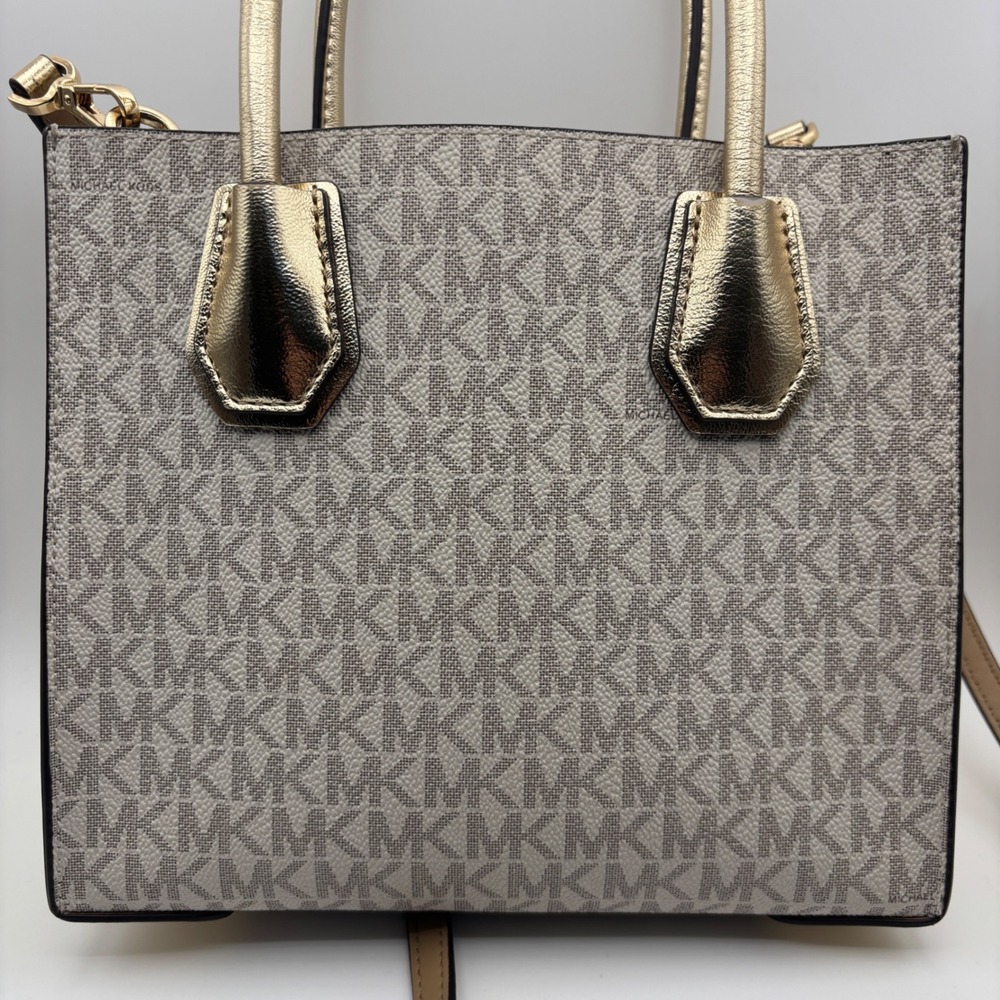 Michael Kors Satchel Women Small Vanilla Monogram Structured Modern - Picture 8 of 12